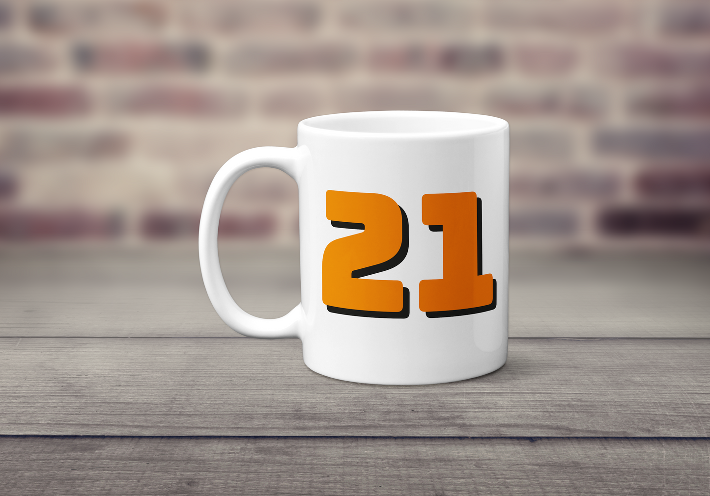 21st Birthday Mug - Gift for 21st - Bold Orange 21 Drink Cup