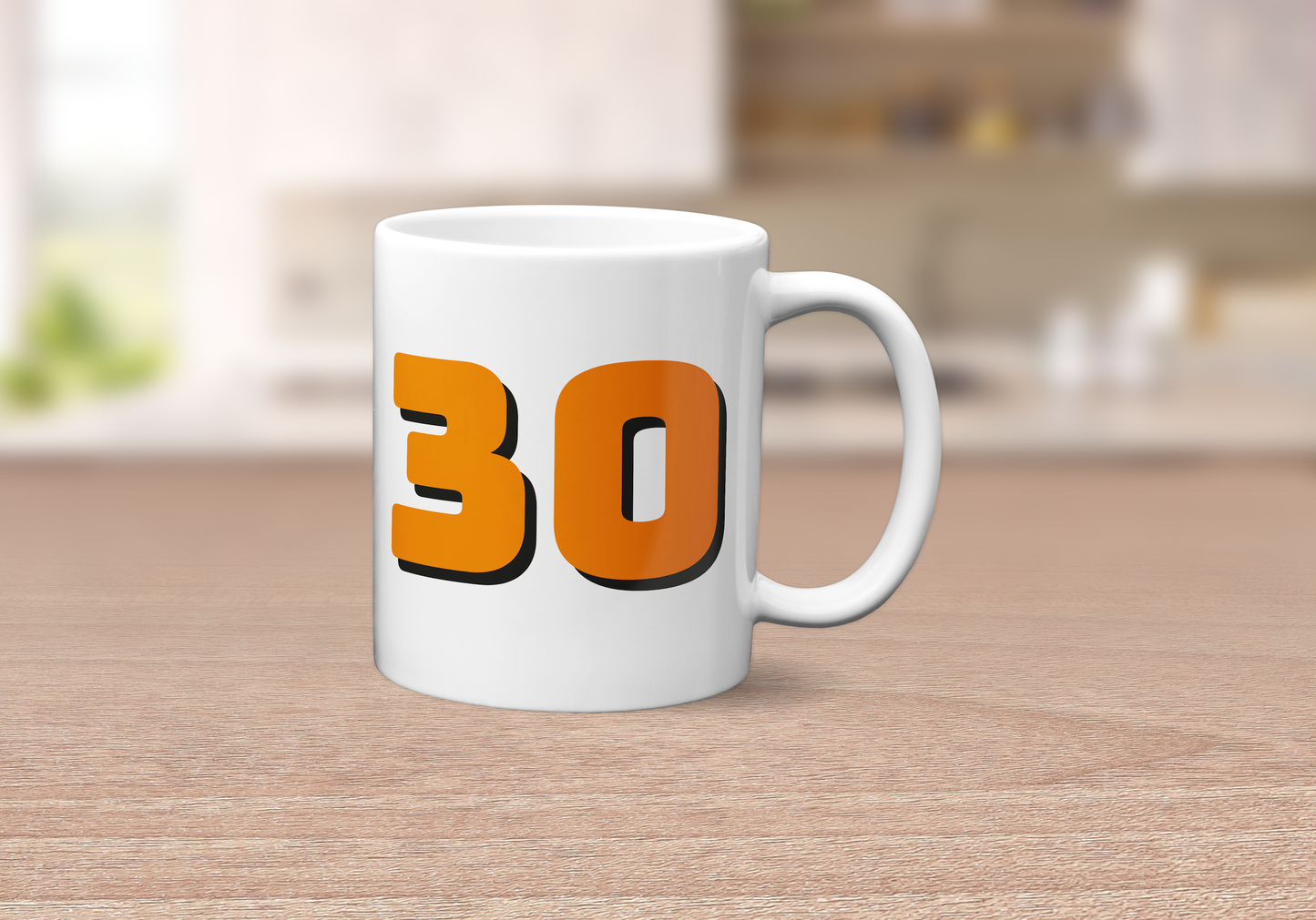 30th Birthday Mug - Gift for 30th - Bold Orange 30 Drink Cup