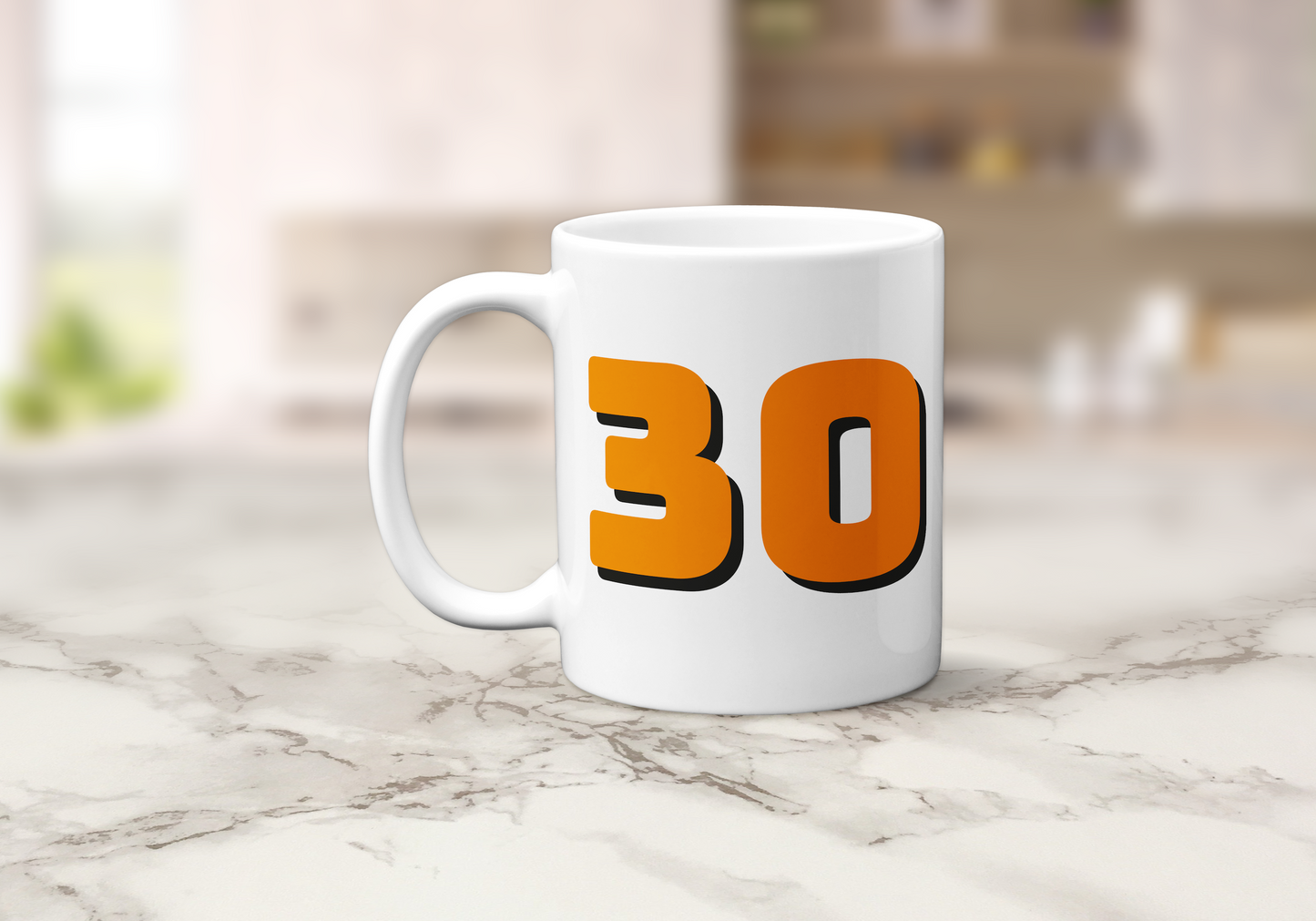 30th Birthday Mug - Gift for 30th - Bold Orange 30 Drink Cup