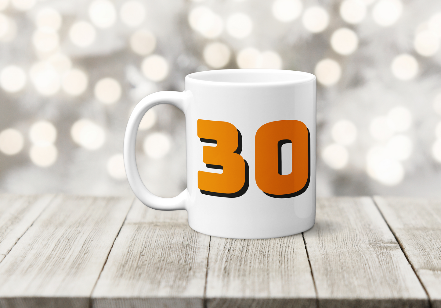 30th Birthday Mug - Gift for 30th - Bold Orange 30 Drink Cup