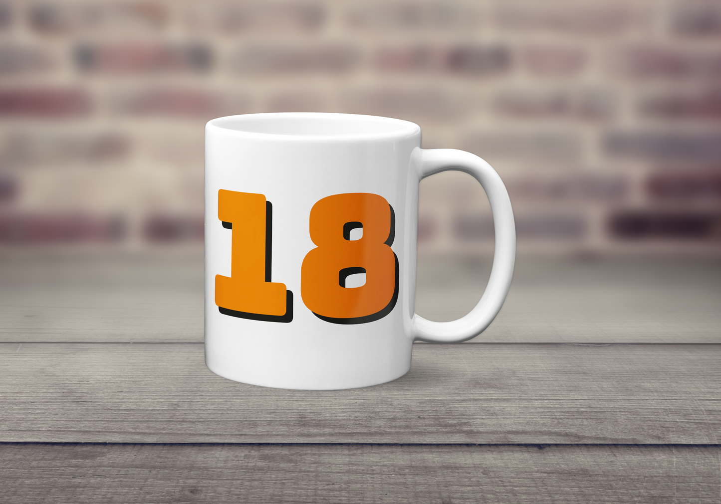 18th Birthday Mug - Gift for 18th - Bold Orange 18 Drink Cup