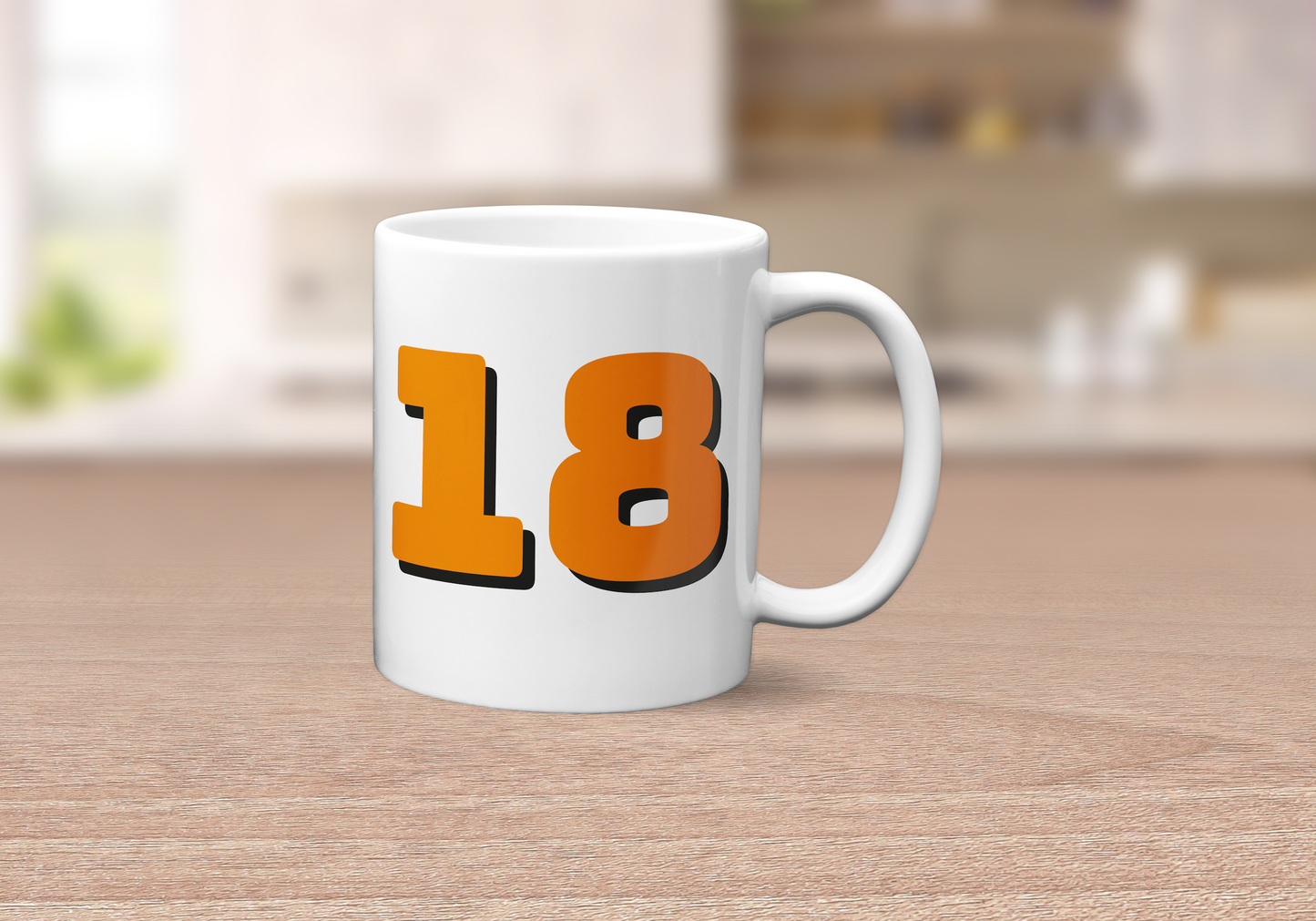 18th Birthday Mug - Gift for 18th - Bold Orange 18 Drink Cup