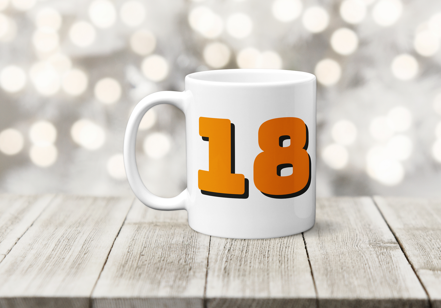 18th Birthday Mug - Gift for 18th - Bold Orange 18 Drink Cup