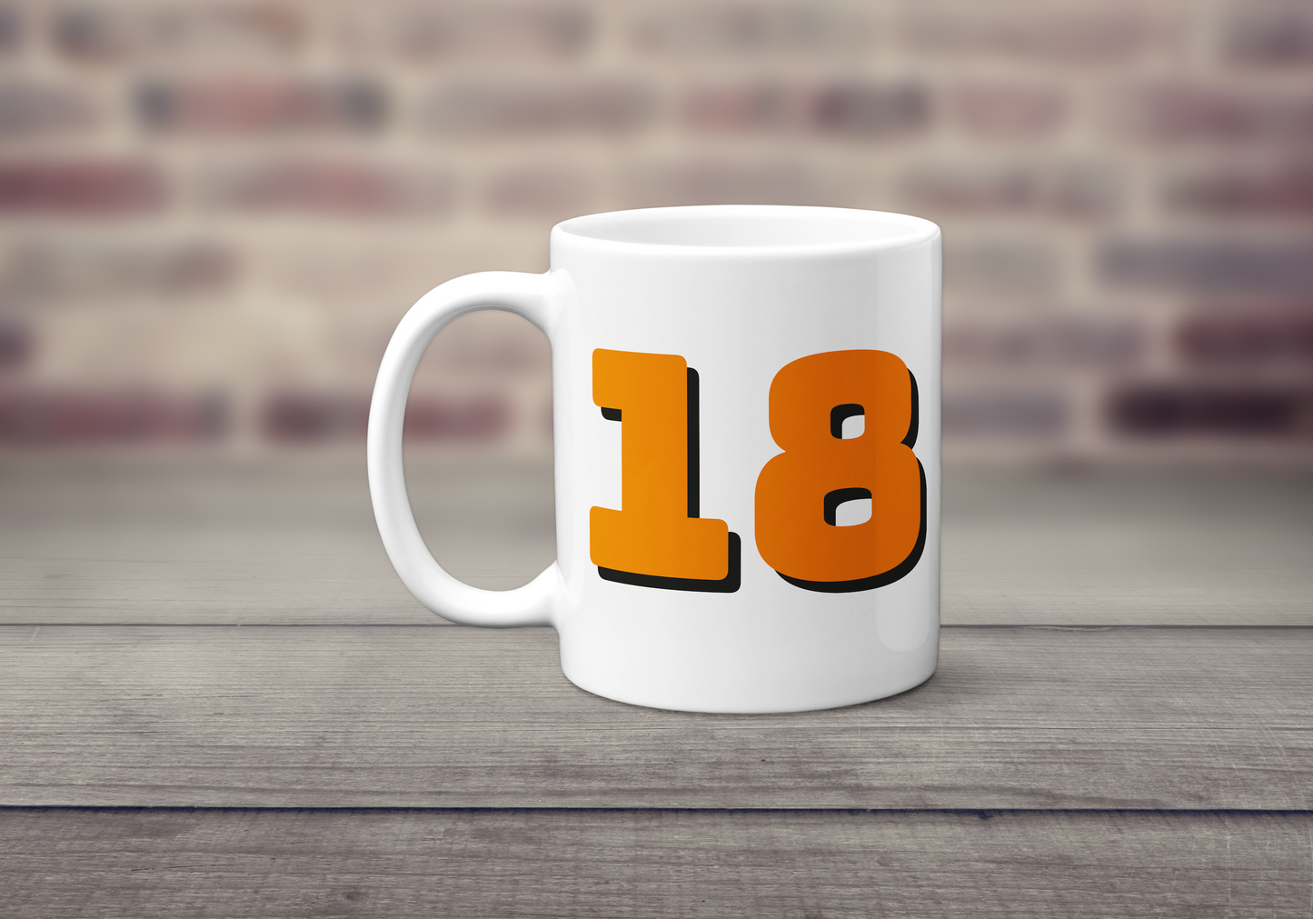 18th Birthday Mug - Gift for 18th - Bold Orange 18 Drink Cup