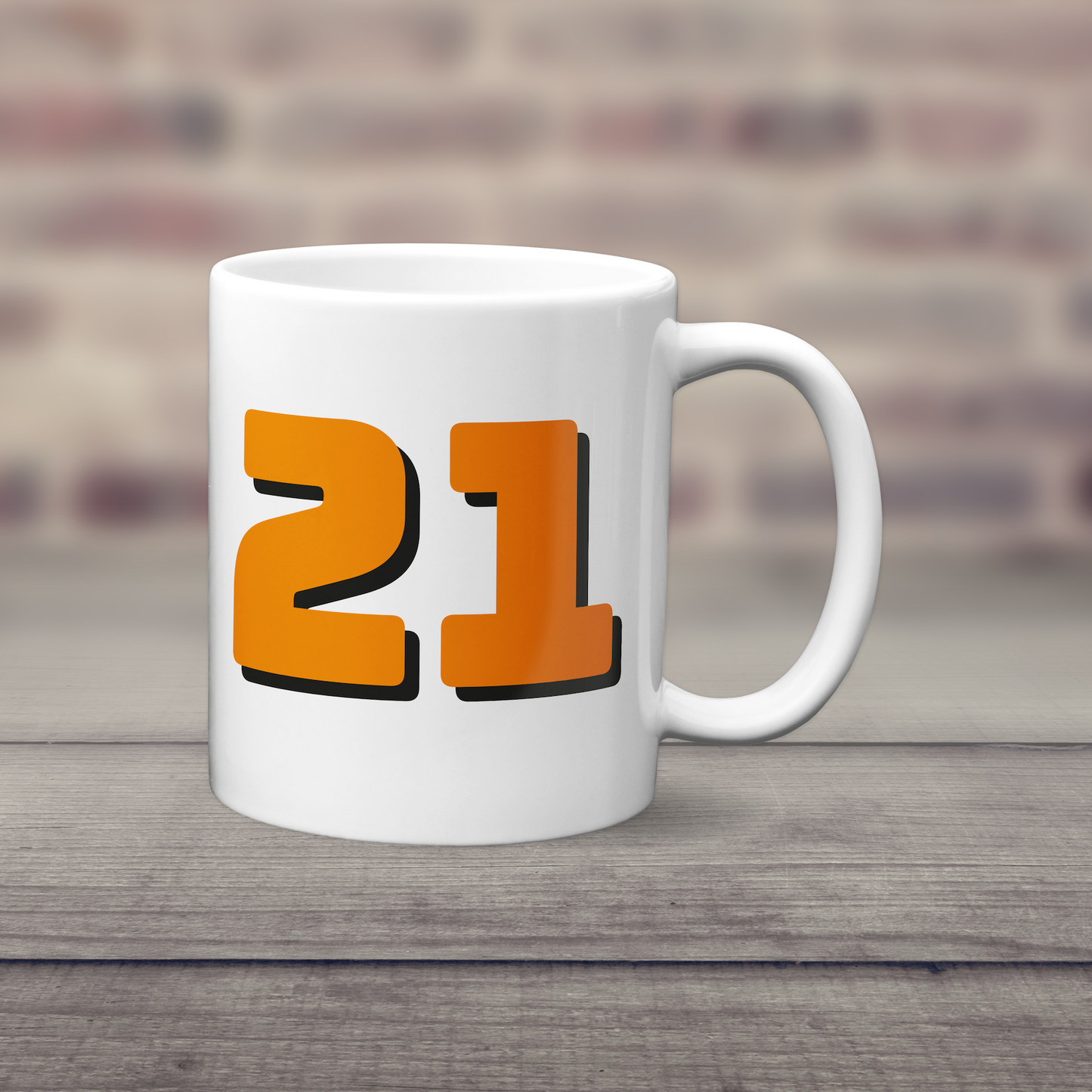 21st Birthday Mug - Gift for 21st - Bold Orange 21 Drink Cup
