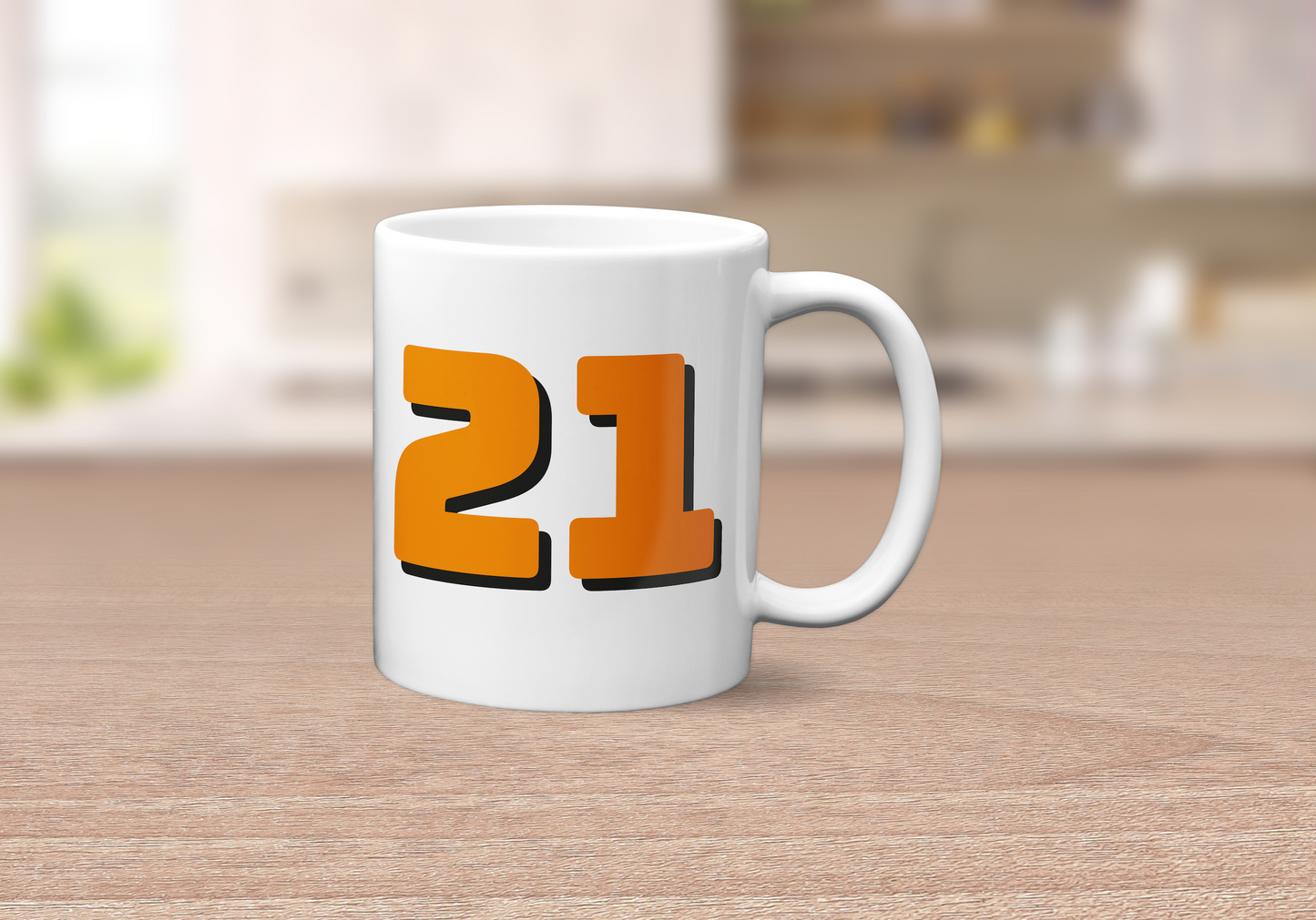 21st Birthday Mug - Gift for 21st - Bold Orange 21 Drink Cup