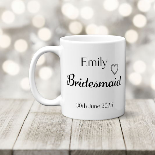 Bridesmaid Personalised Mug - Wedding Party Gift with Name