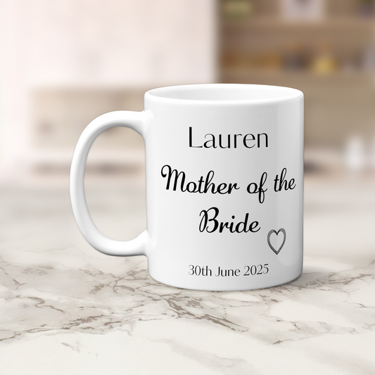 Mother of the Bride Personalised Mug - Wedding Party Gift with Name