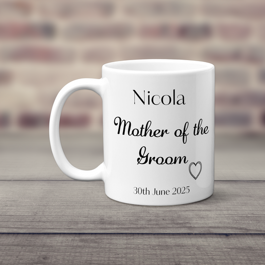 Mother of the Groom Personalised Mug - Wedding Party Gift with Name