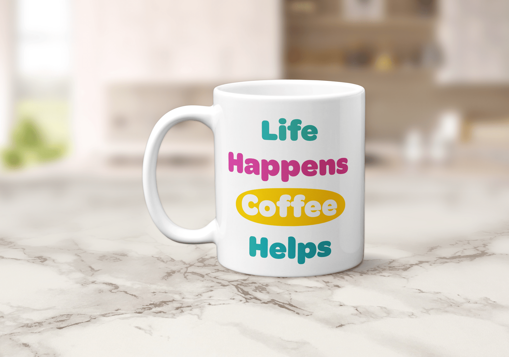 Life Happens Coffee Helps Mug - The Crafty North