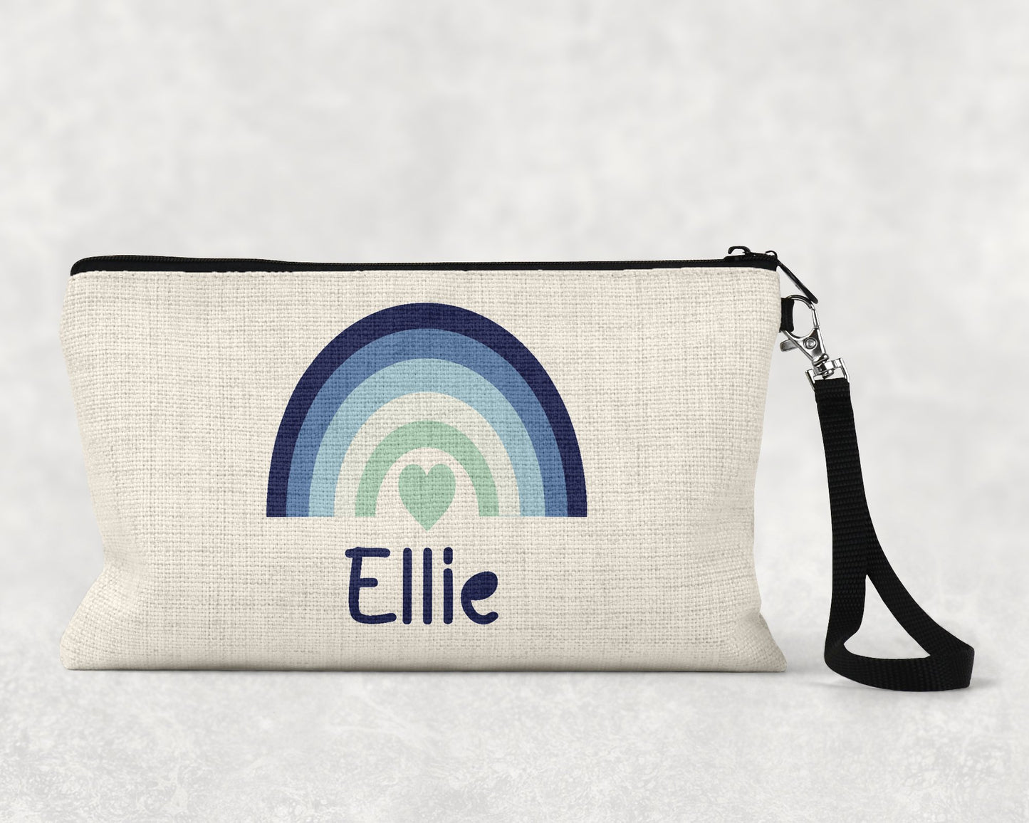 Personalised Blue Rainbow Cosmetic Bag - The Crafty North