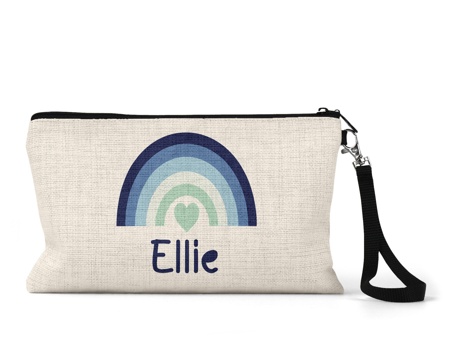 Personalised Blue Rainbow Cosmetic Bag - The Crafty North