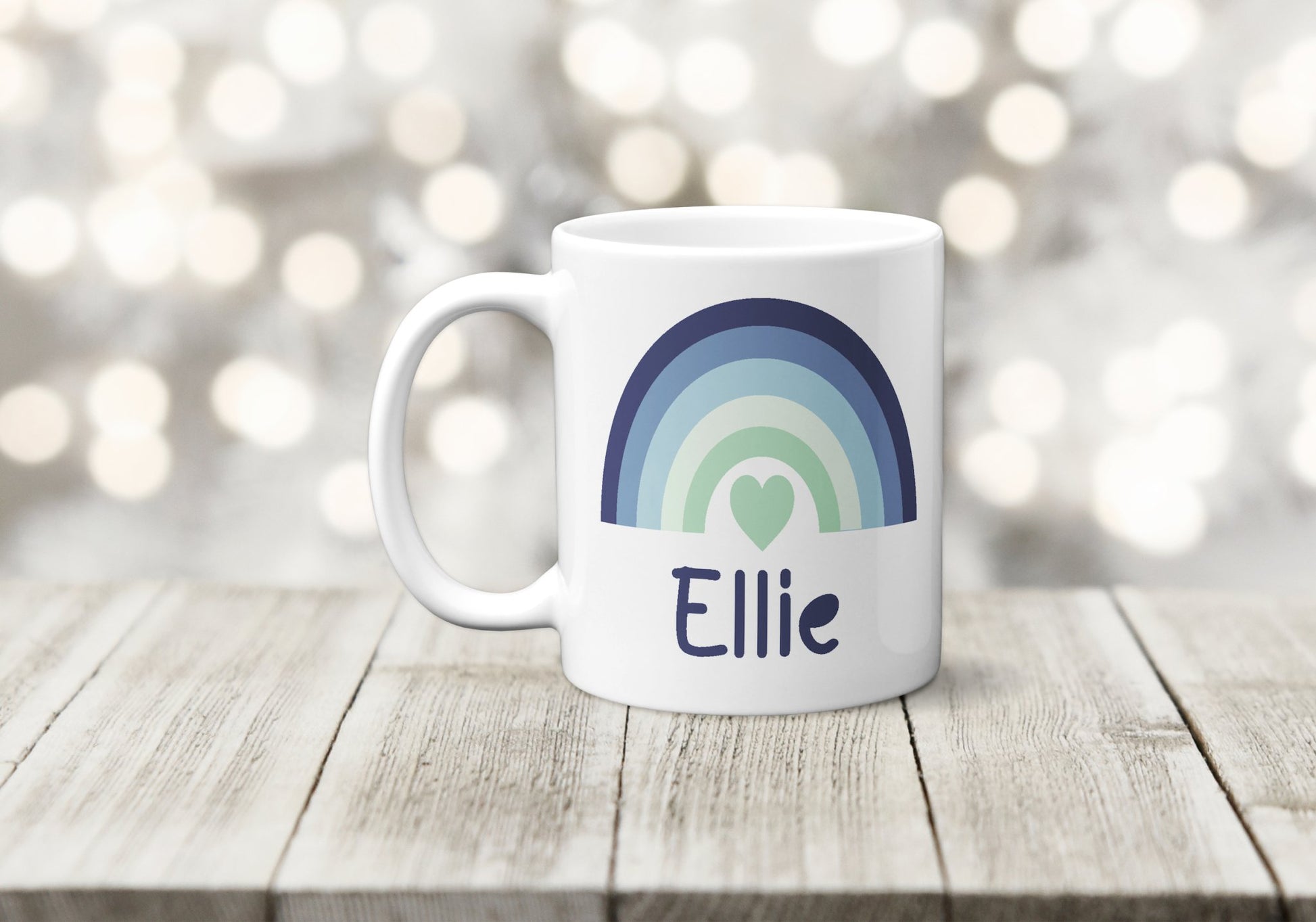 Personalised Blue Rainbow Mug - The Crafty North