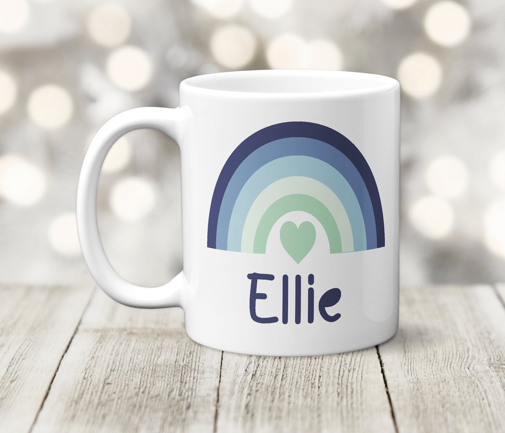 Personalised Blue Rainbow Mug - The Crafty North