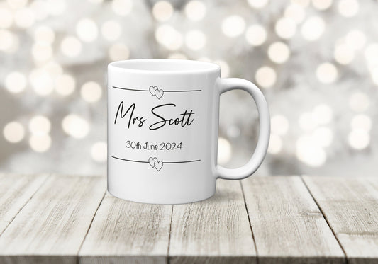 Personalised Mrs Wedding Mug - The Crafty North